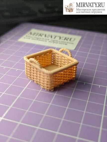 Заготовка миниатюрной пасхальной корзинки из 3D Мира Ваты. Пустая основа для декора: под покраску, тонировку и состаривание. Для ватной куклы-хозяюшки